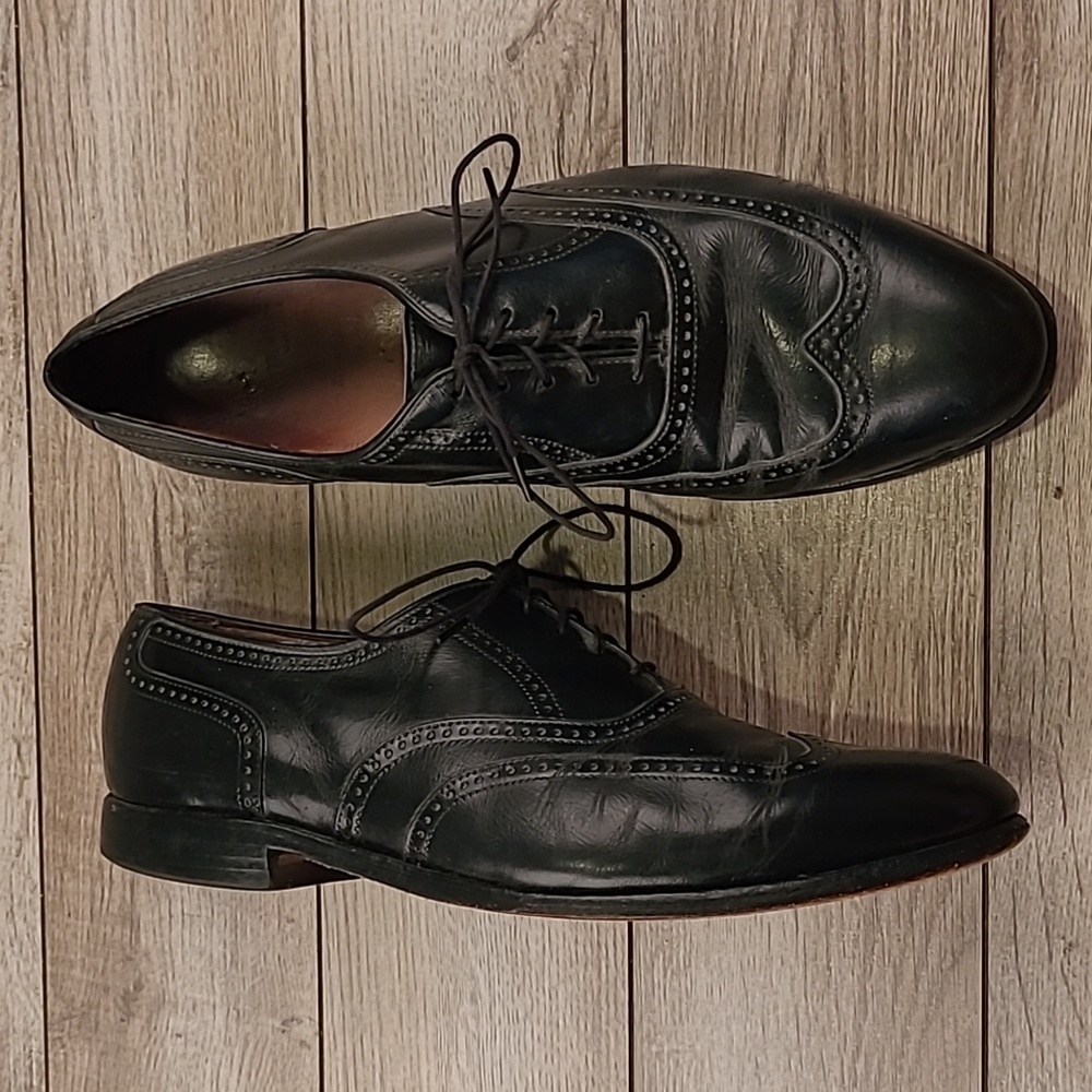 ALLEN EDMONDS Marlow Black Leather Sz 10.5 D Mens Wing Tip Lace Up Dress Shoes